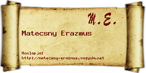 Matecsny Erazmus névjegykártya